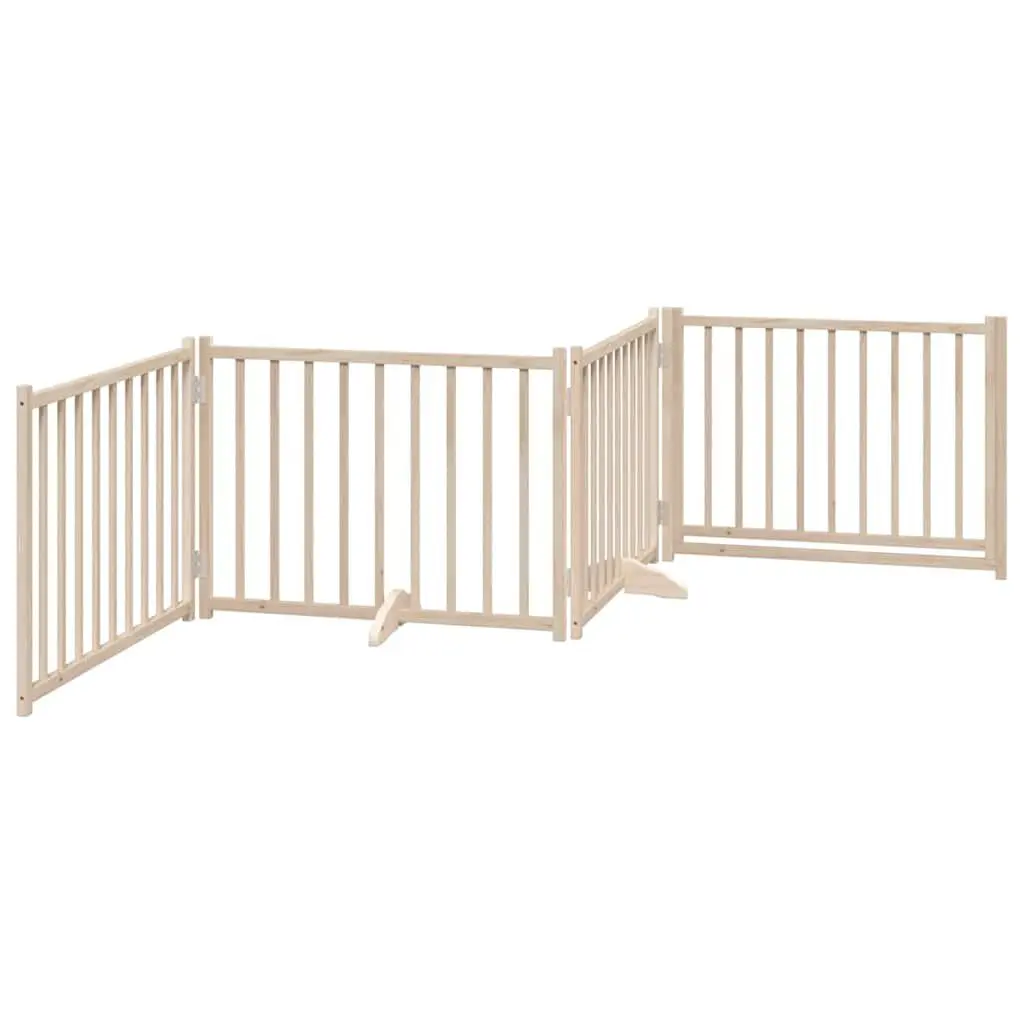 Foldable Dog Gate Safety Barrier 320cm 4 Panels Brown