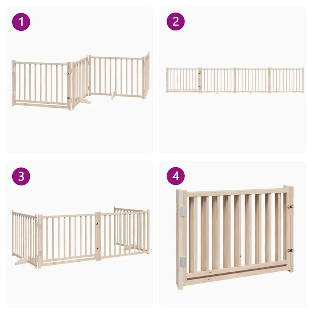 Foldable Dog Gate Safety Barrier 320cm 4 Panels Brown