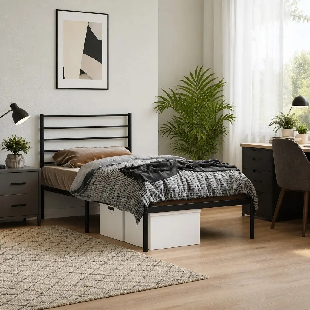 Black Metal Bed Frame King Single Size