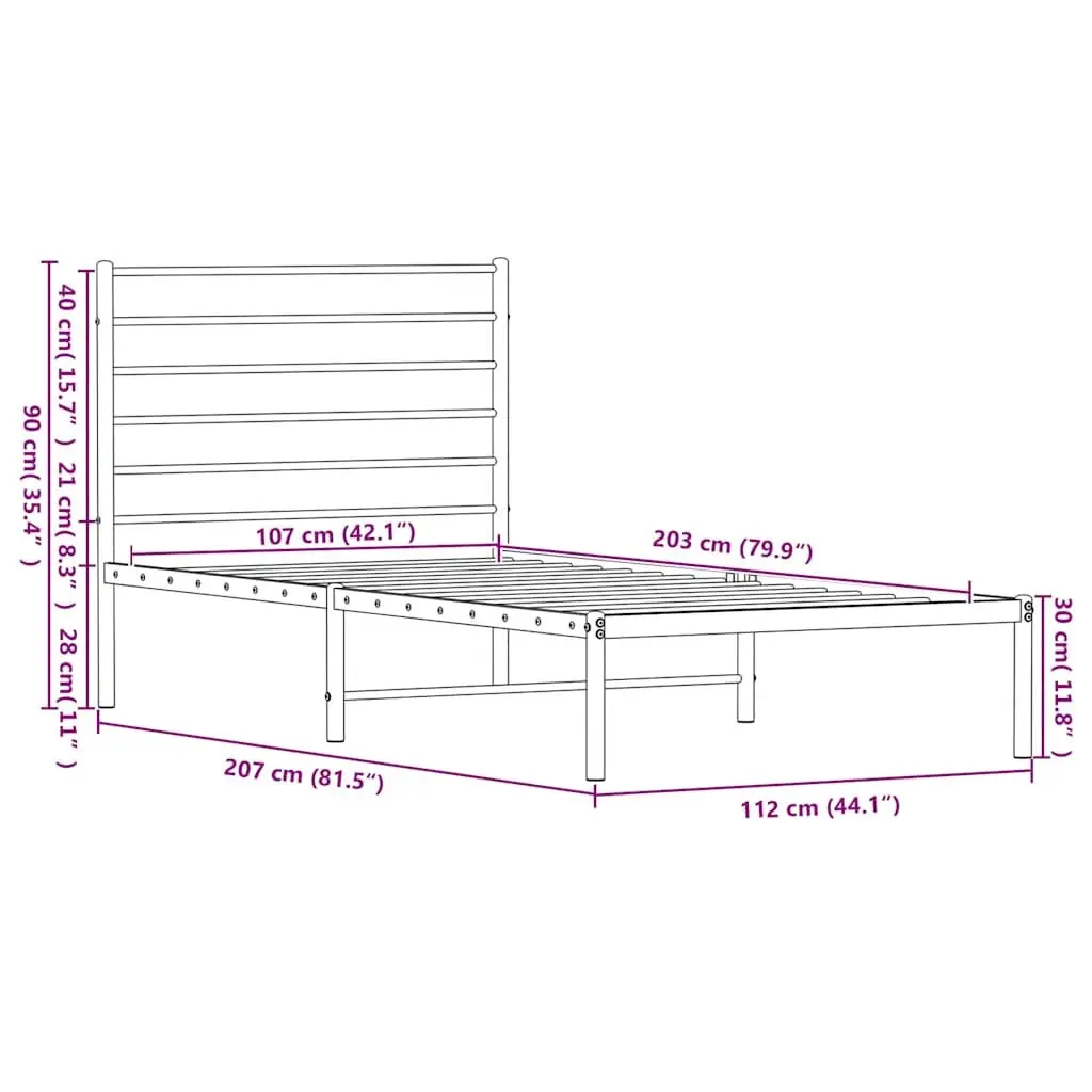 Black Metal Bed Frame King Single Size
