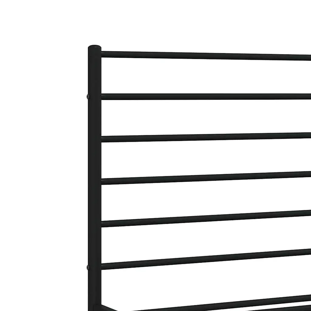 Metal Bed Frame Bedroom Furniture 150x200 cm Black with Headboard Slatted Base