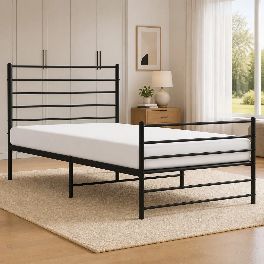 Metal Bed Frame King Single 107x203 cm in Black