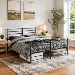Black Metal Bed Frame 150x200 cm: Value and Quality