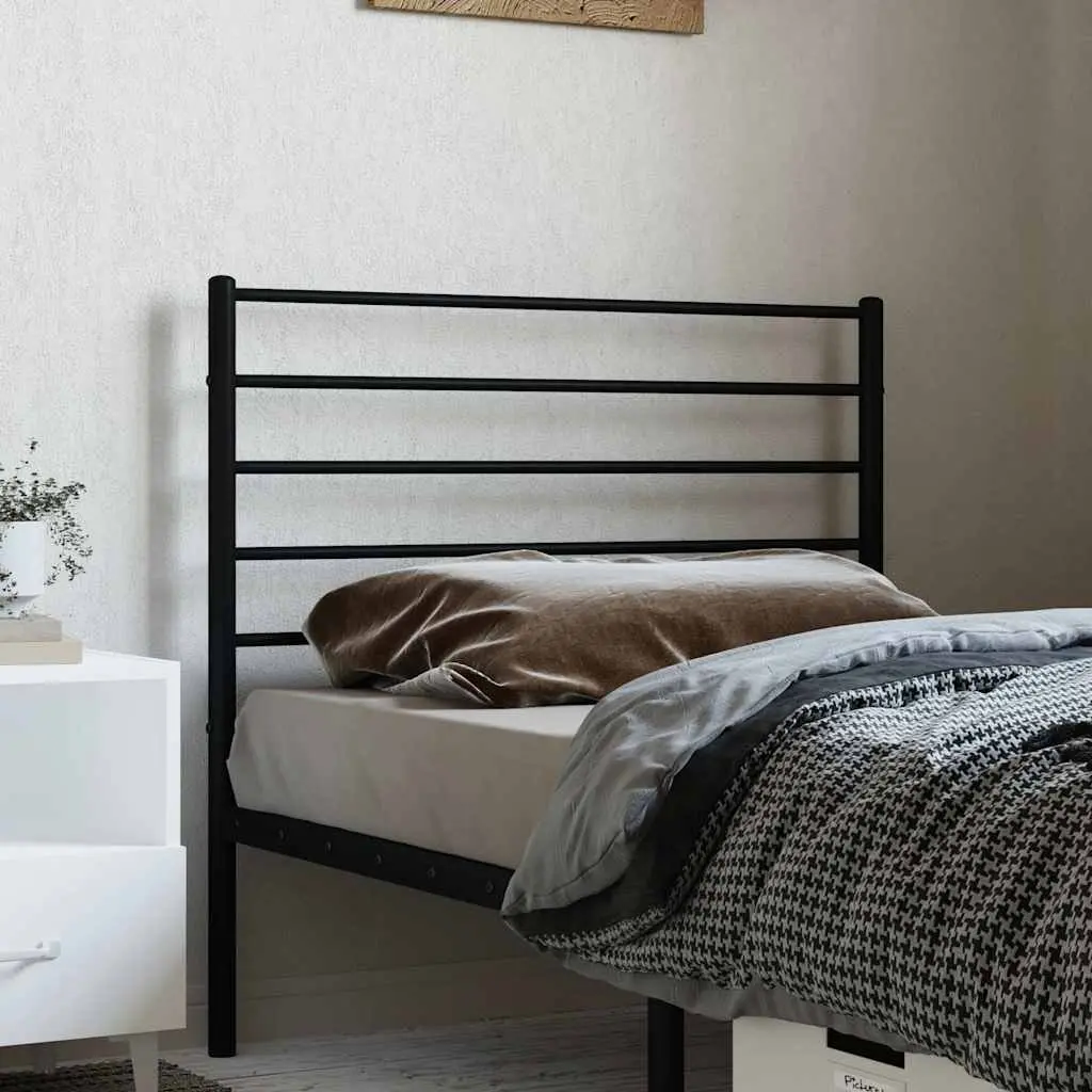 Metal Headboard Black 107cm Bed Frame Support Powder-Coated Steel