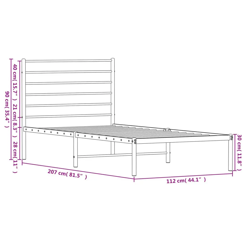 King Single Metal Bed Frame with Storage Space