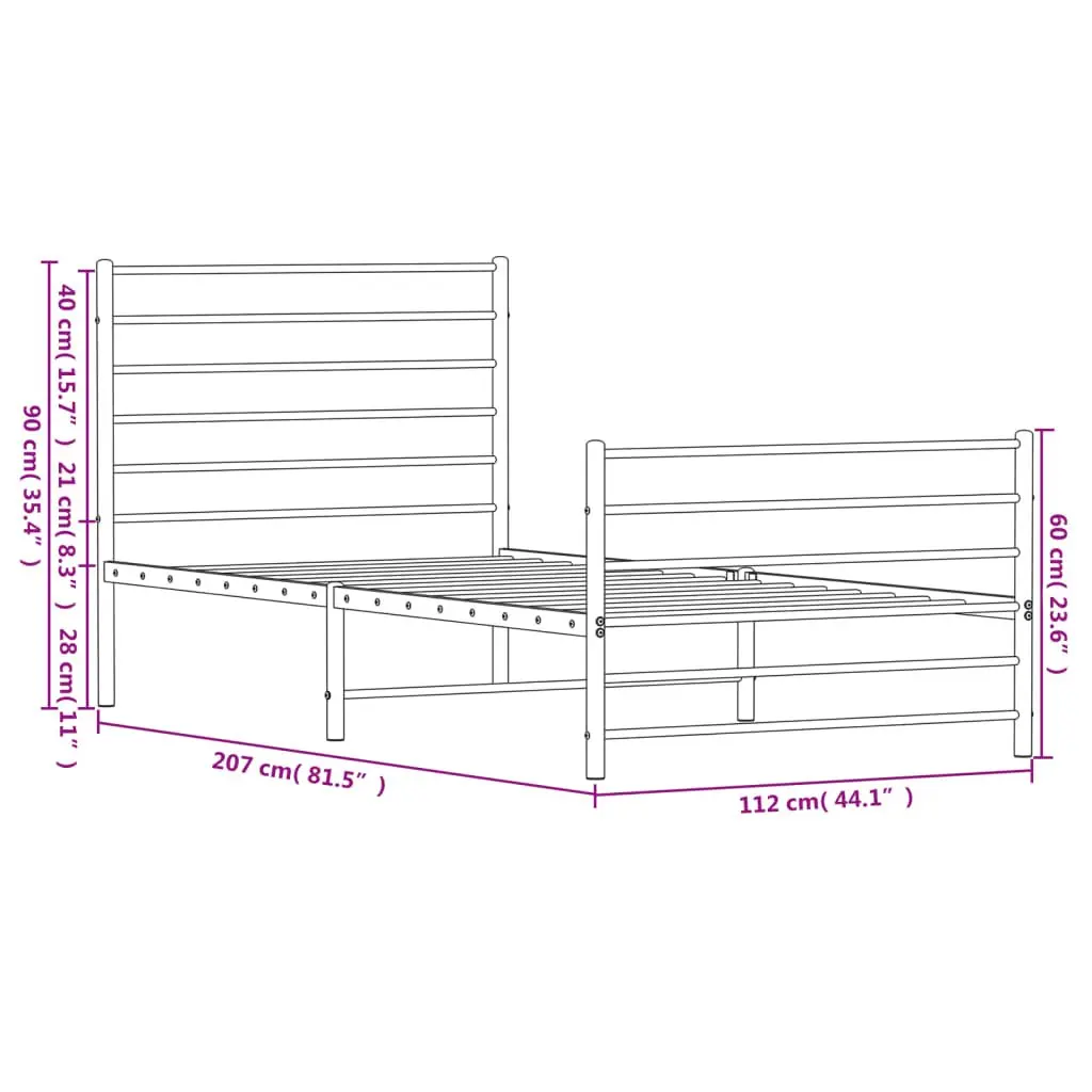 White Metal Bed Frame King Single 107x203 cm