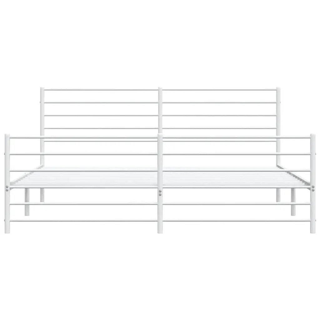 Metal Bed Frame King Size 183x203 cm with Footboard Headboard White Bedroom