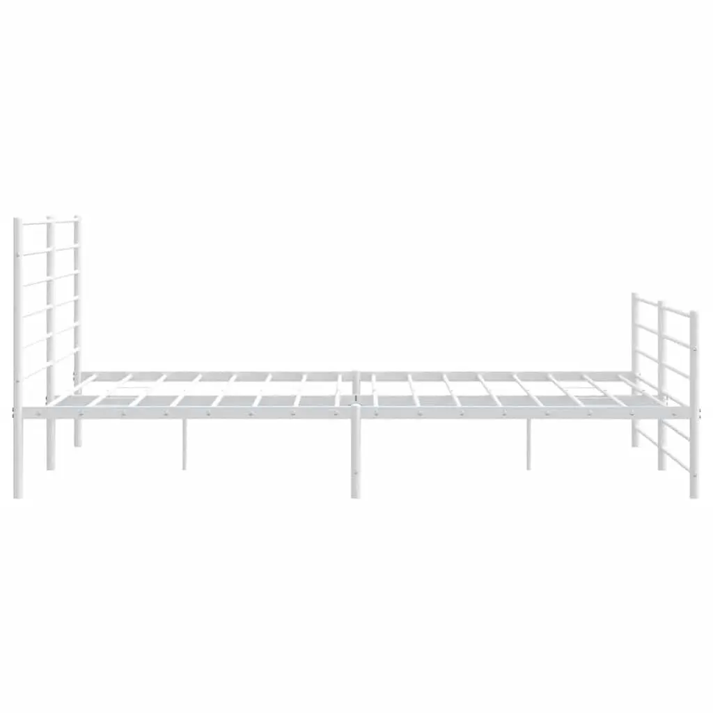 Metal Bed Frame King Size 183x203 cm with Footboard Headboard White Bedroom