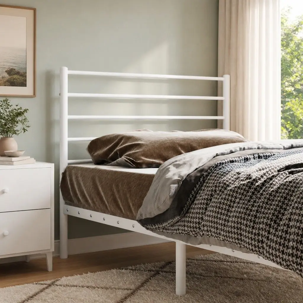 Metal Headboard White 90cm Bed Frame Head Rest Support