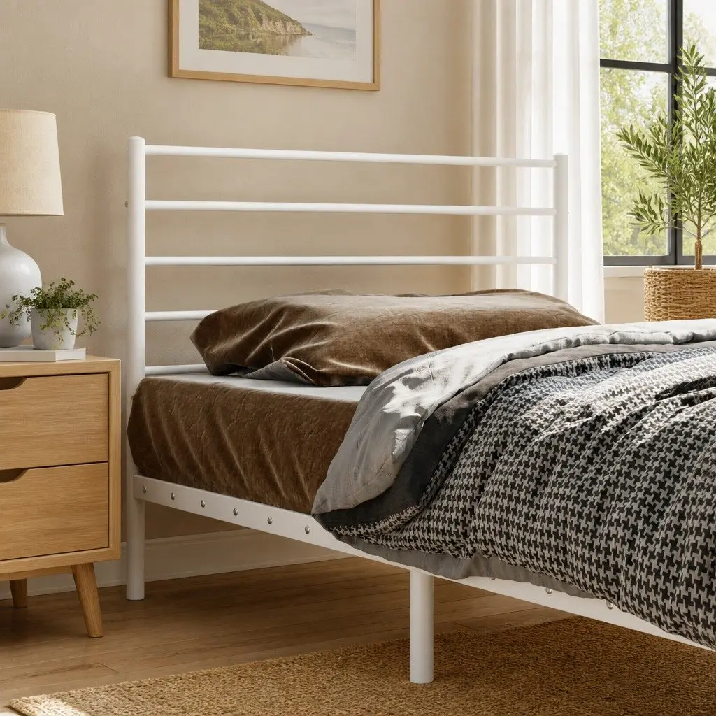 Metal Headboard White 107cm Bed Header Bedroom Furniture