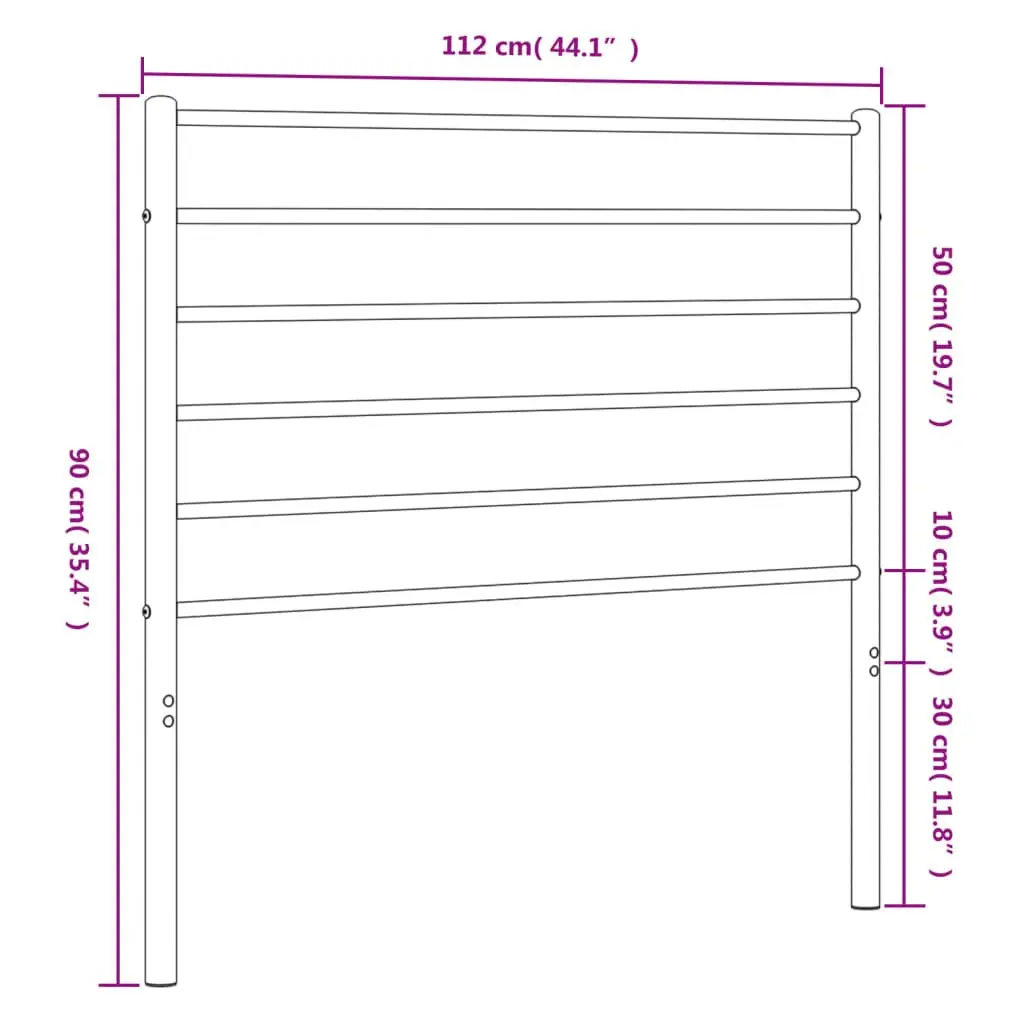 Metal Headboard White 107cm Bed Header Bedroom Furniture