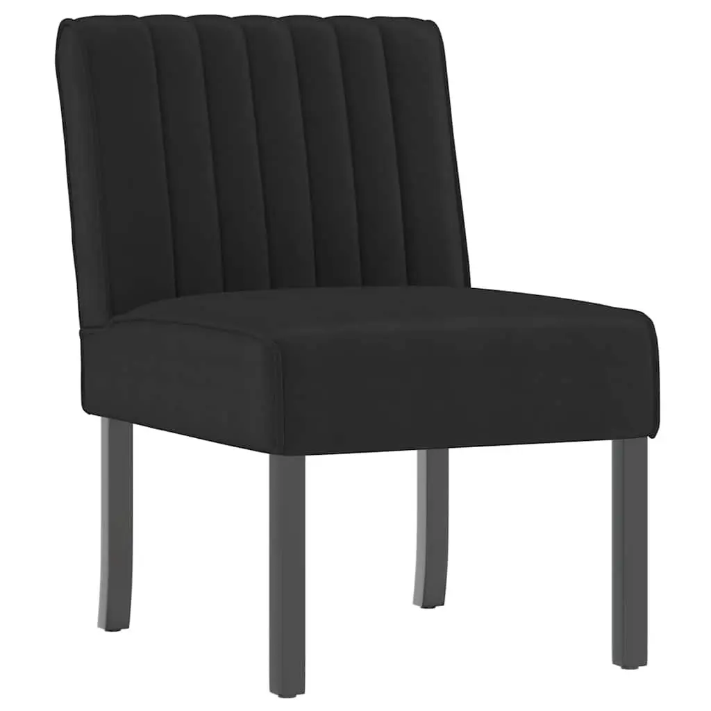 Slipper Chair Black Velvet Upholstered Accent Lounge Seat Wooden Legs Backrest