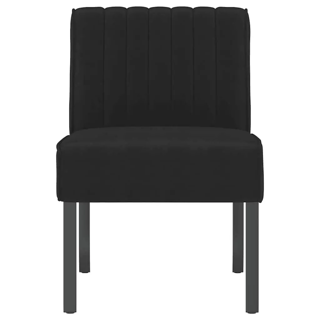 Slipper Chair Black Velvet Upholstered Accent Lounge Seat Wooden Legs Backrest