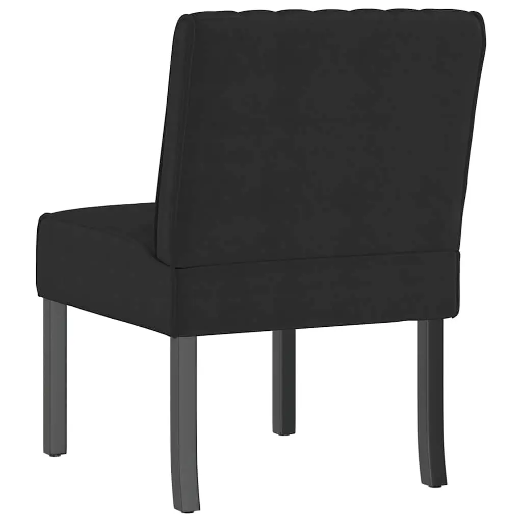 Slipper Chair Black Velvet Upholstered Accent Lounge Seat Wooden Legs Backrest