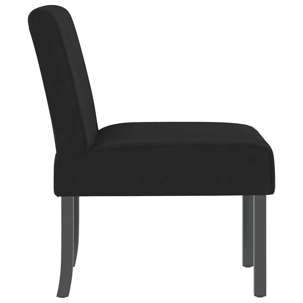 Slipper Chair Black Velvet Upholstered Accent Lounge Seat Wooden Legs Backrest