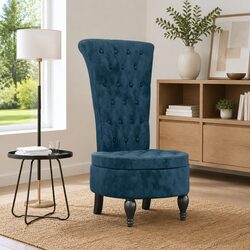 Comfortable and Durable High Back Blue Velvet Chair