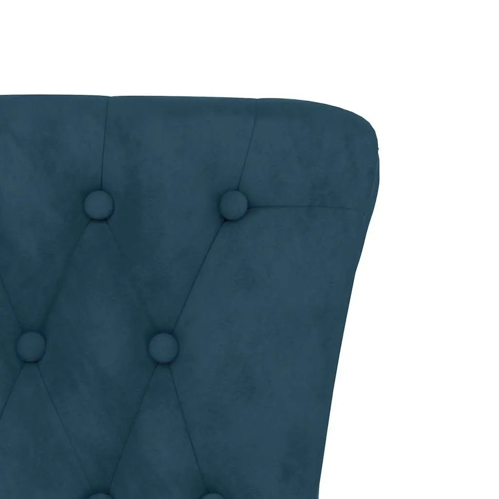 High Back Chair Blue Velvet Padded Seat Living Room Furniture