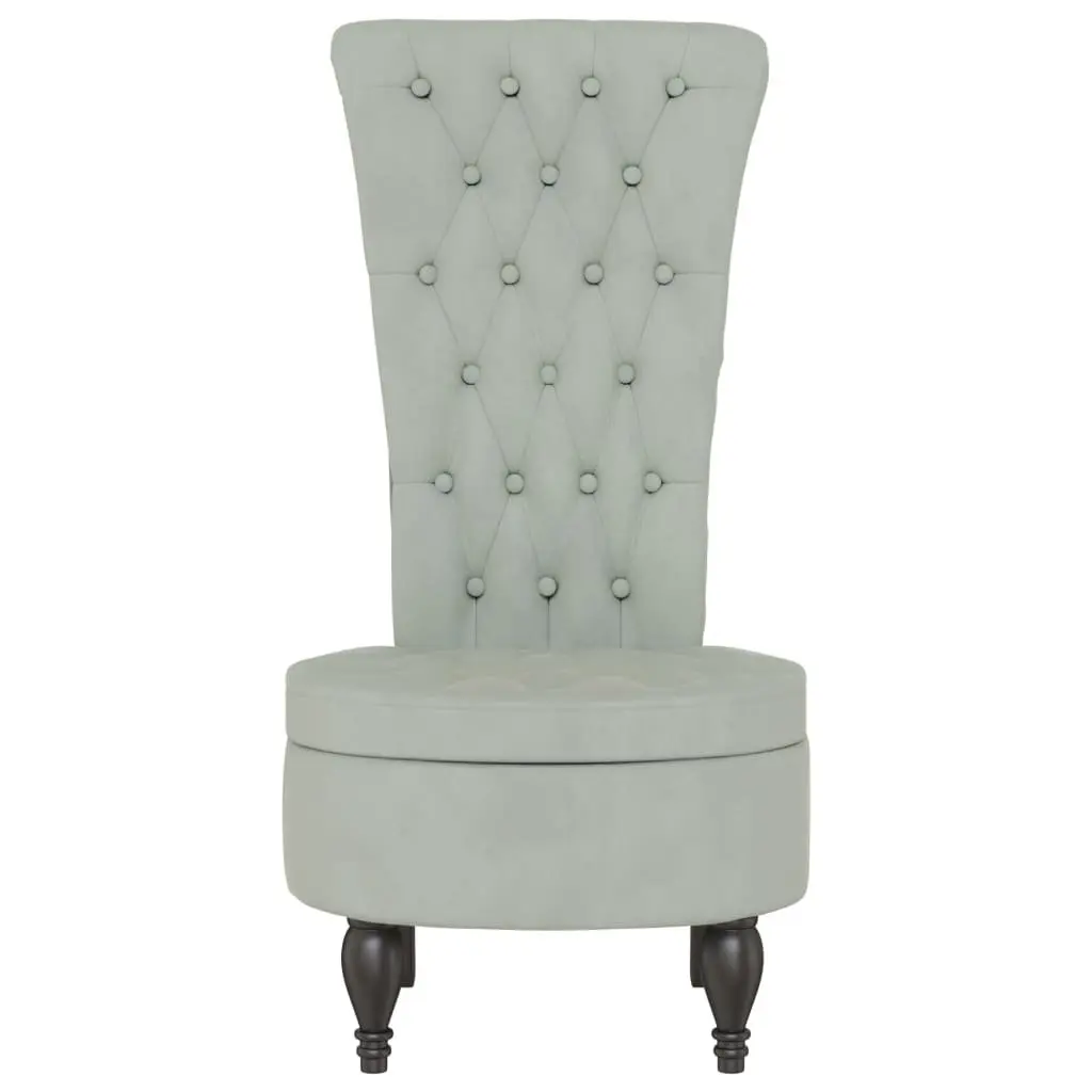High Back Armchair Light Grey Velvet Accent Chair Living Room