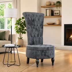 Reliable Dark Grey Velvet High Back Accent Chair