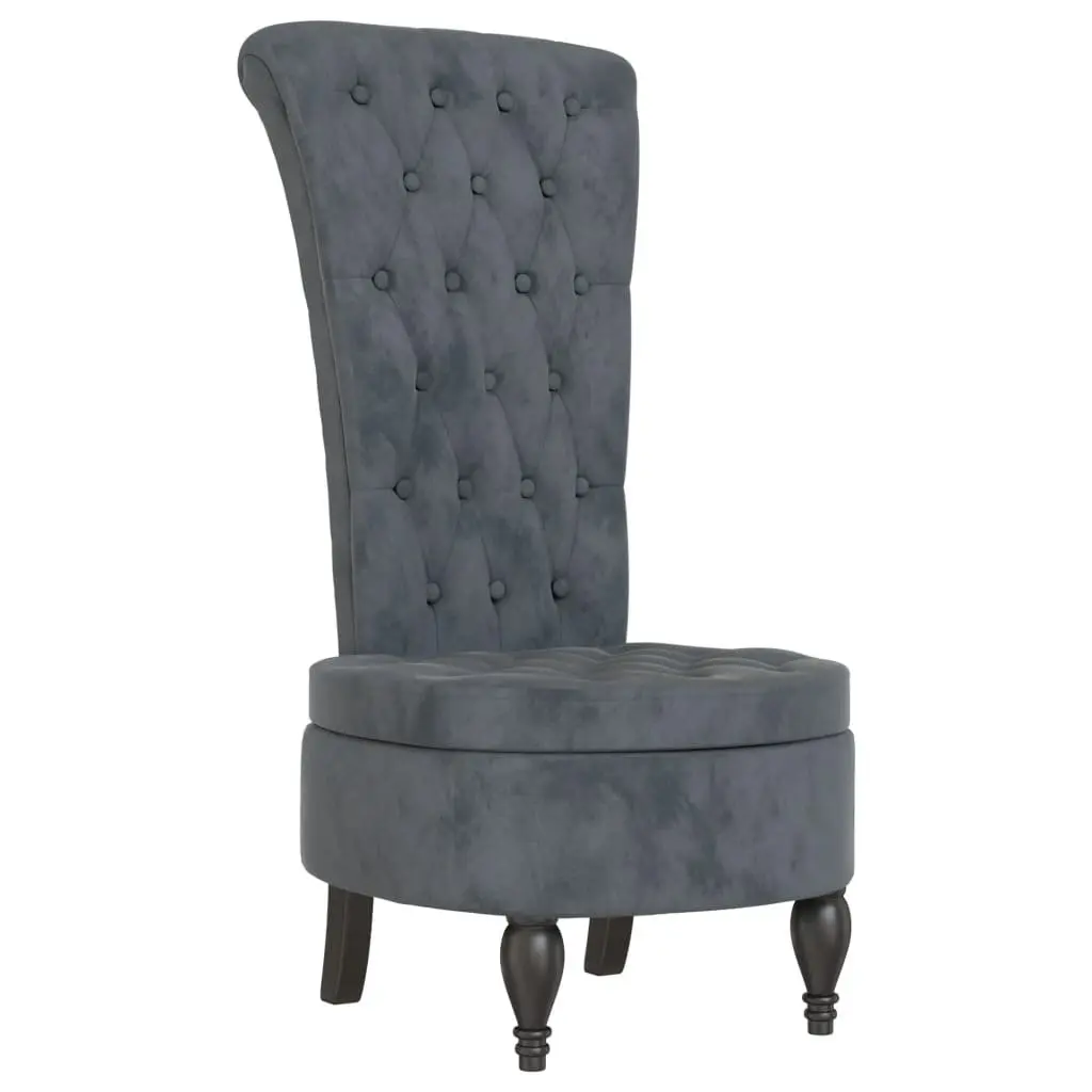 High Back Accent Chair Dark Grey Velvet Modern Living Room