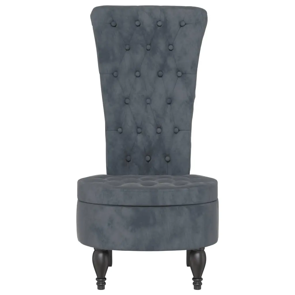 High Back Accent Chair Dark Grey Velvet Modern Living Room