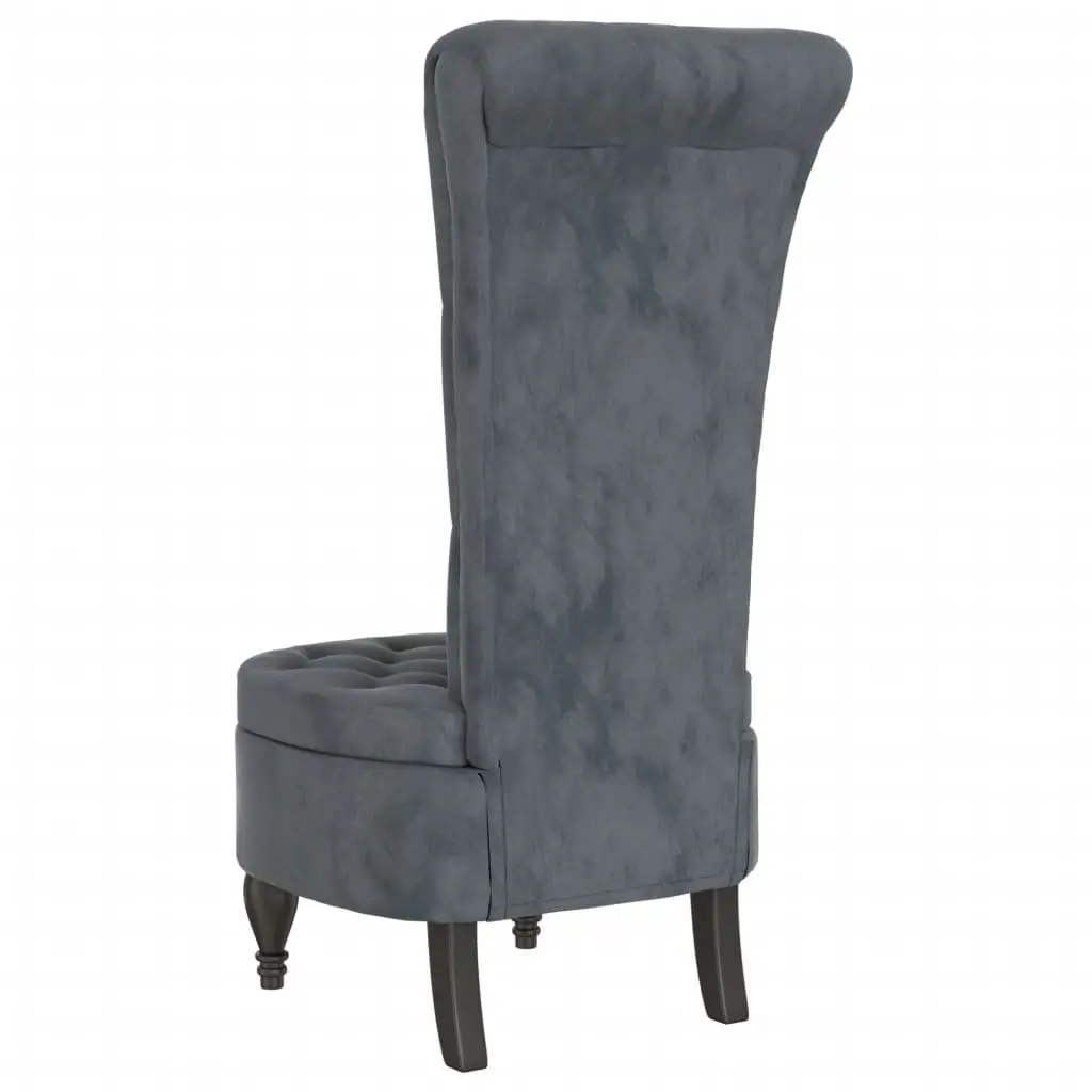 High Back Accent Chair Dark Grey Velvet Modern Living Room