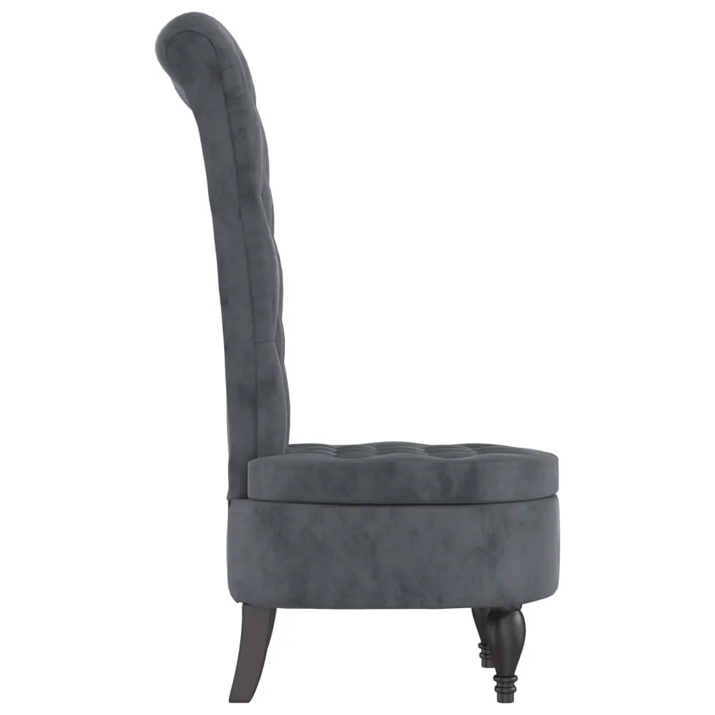 High Back Accent Chair Dark Grey Velvet Modern Living Room