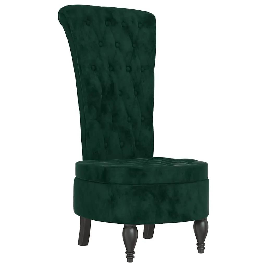 High Back Accent Chair Dark Green Velvet Button Tufted Living Room