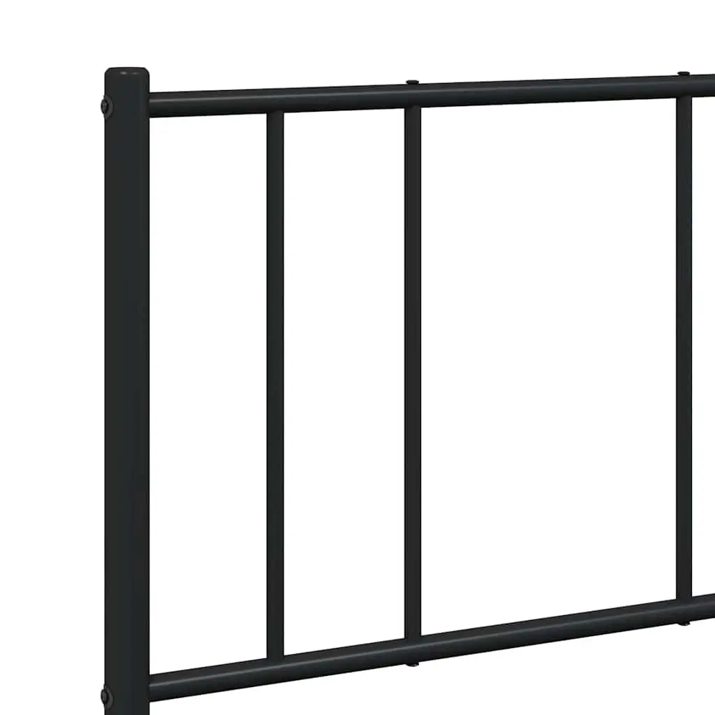 Metal Bed Frame Black 135x190 cm with Headboard Slatted Base
