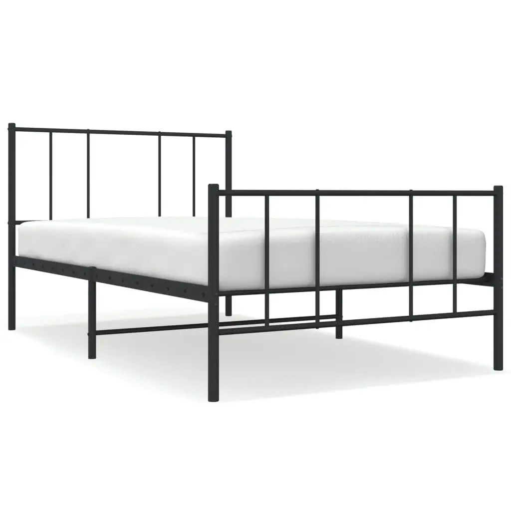 Metal Bed Frame King Single 107x203cm Black Steel Bedroom Furniture Footboard