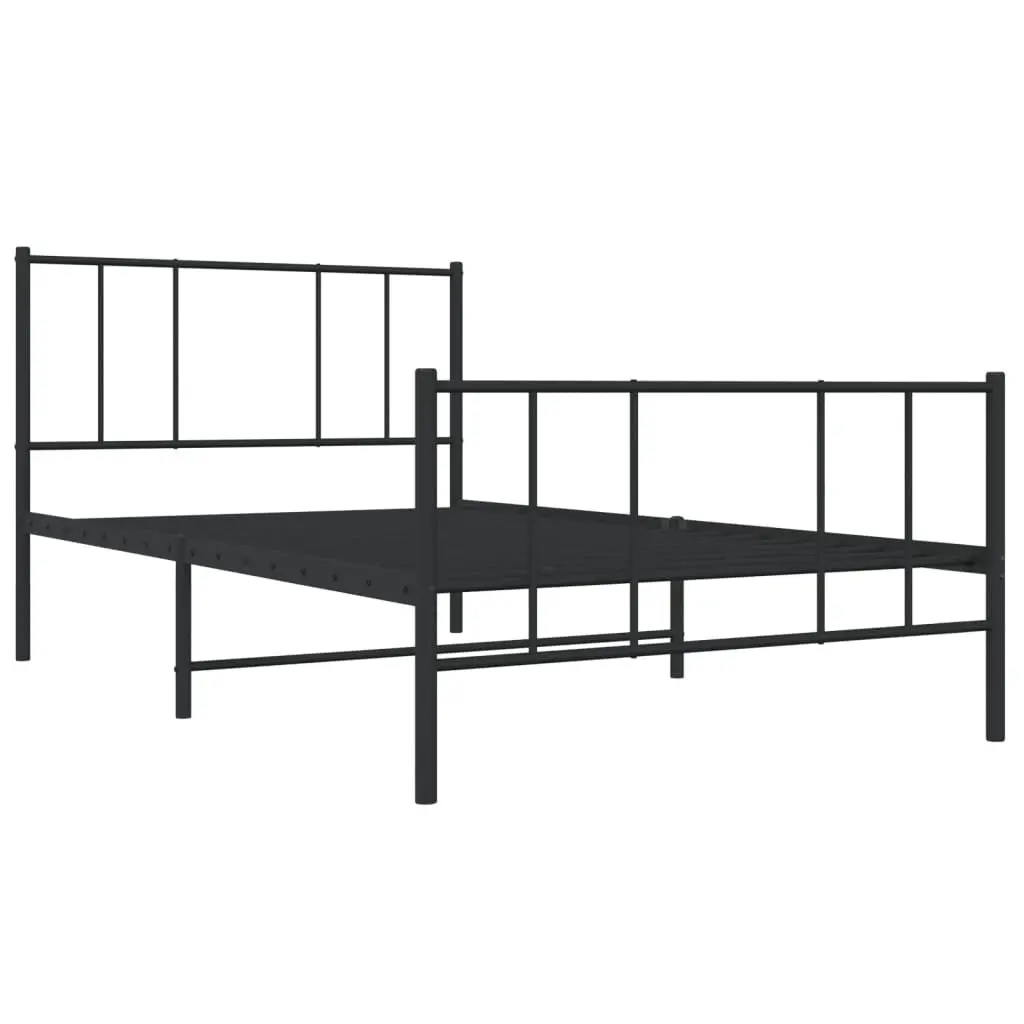 Metal Bed Frame King Single 107x203cm Black Steel Bedroom Furniture Footboard