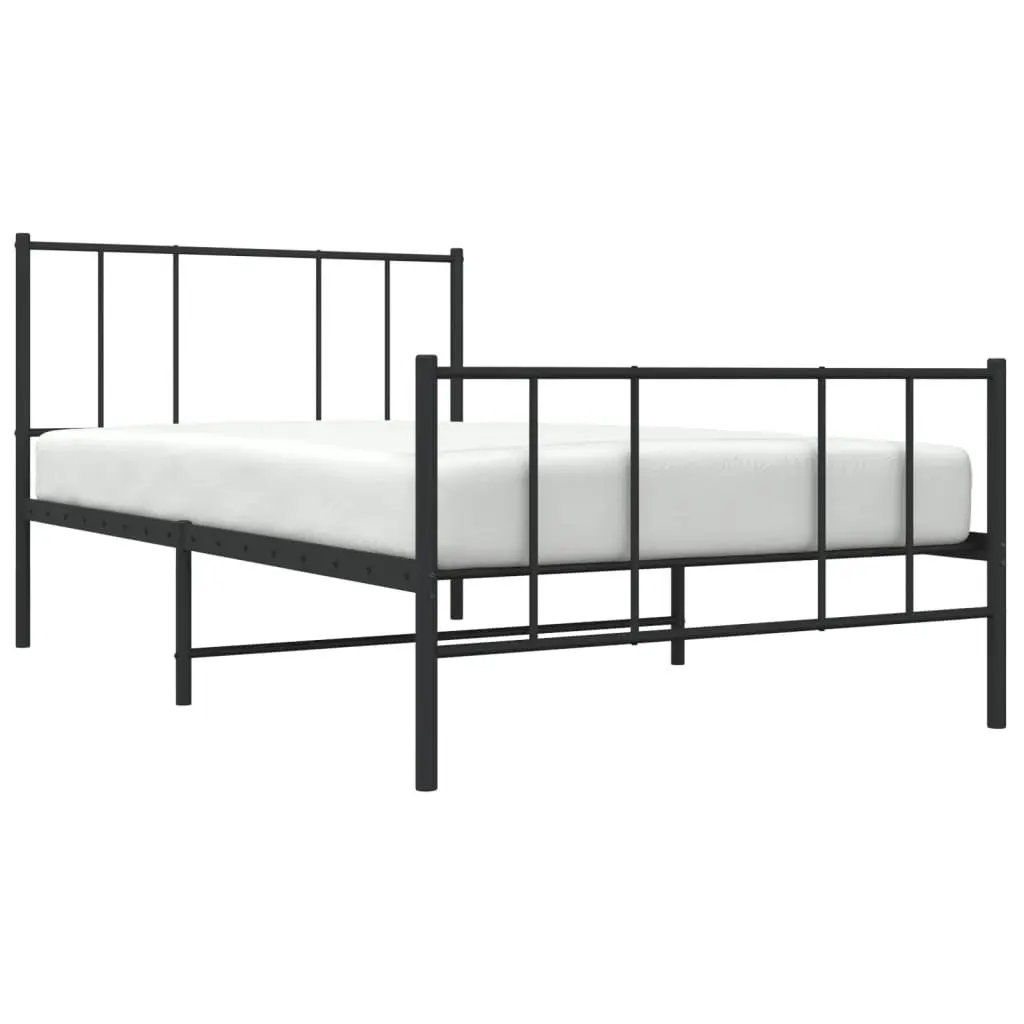 Metal Bed Frame King Single 107x203cm Black Steel Bedroom Furniture Footboard