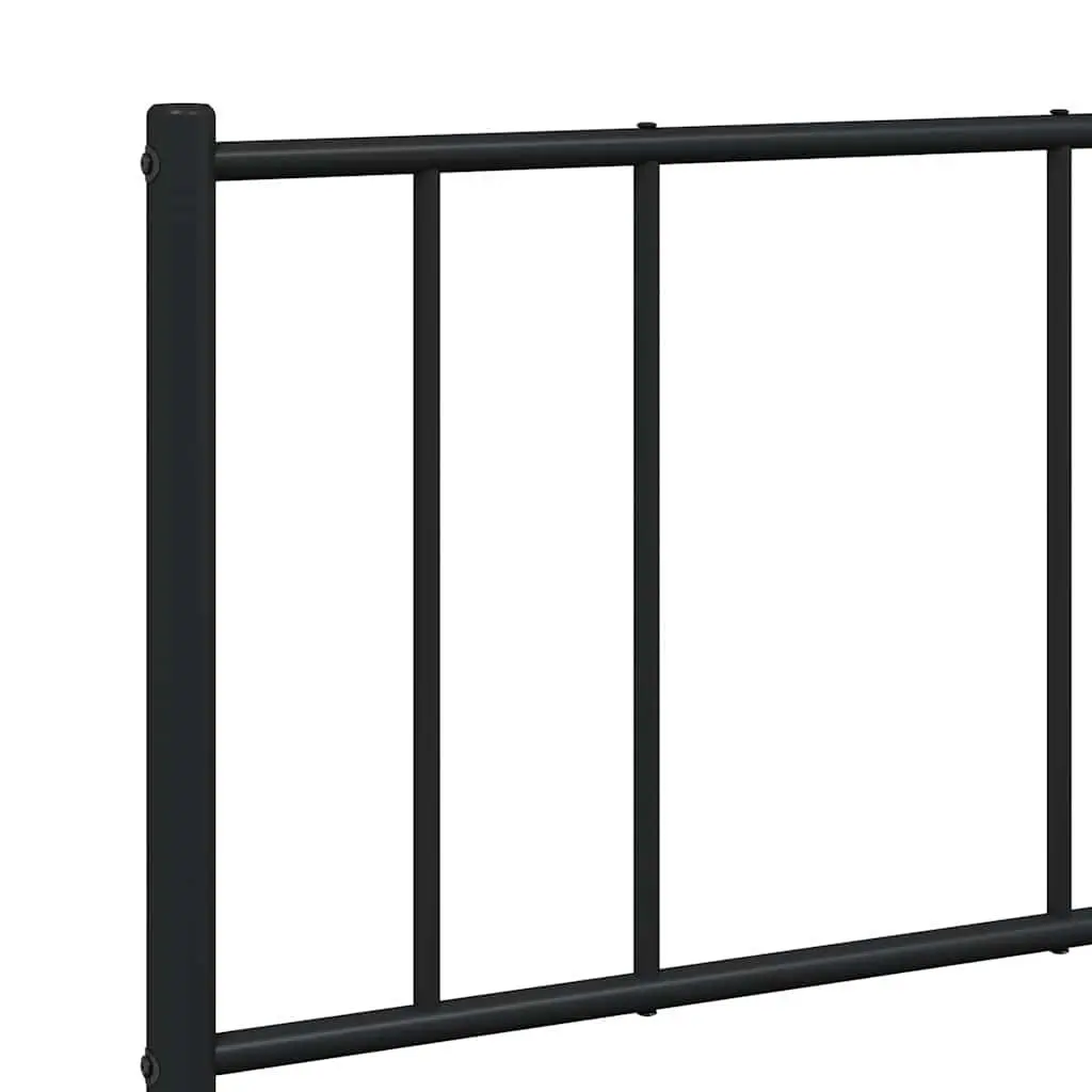Metal Bed Frame 135x190 cm Footboard Slatted Base Black