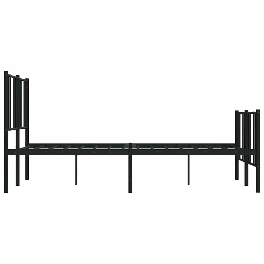 Metal Bed Frame 150x200 cm with Footboard Slatted Base Black Bedroom Furniture