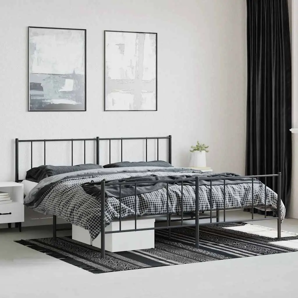 Metal Bed Frame King Size 183x203cm Black Bedroom Furniture