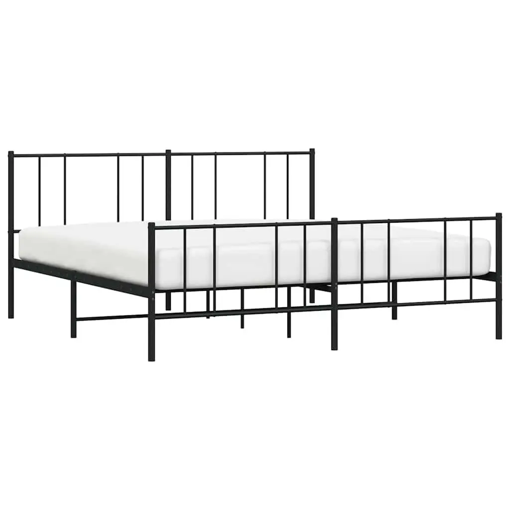 Metal Bed Frame King Size 183x203cm Black Bedroom Furniture
