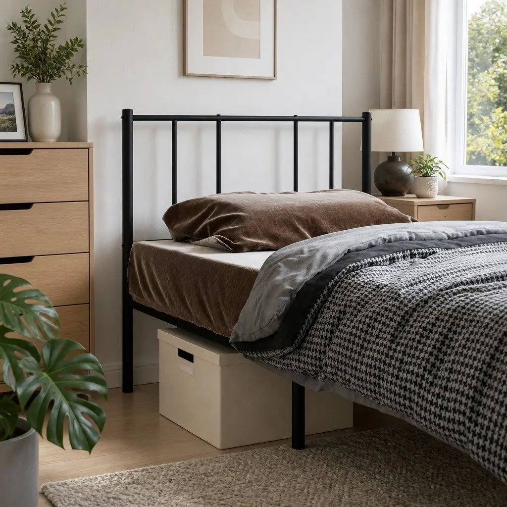 Metal Bed Headboard 90cm Black Steel Bed Head Bedroom Furniture