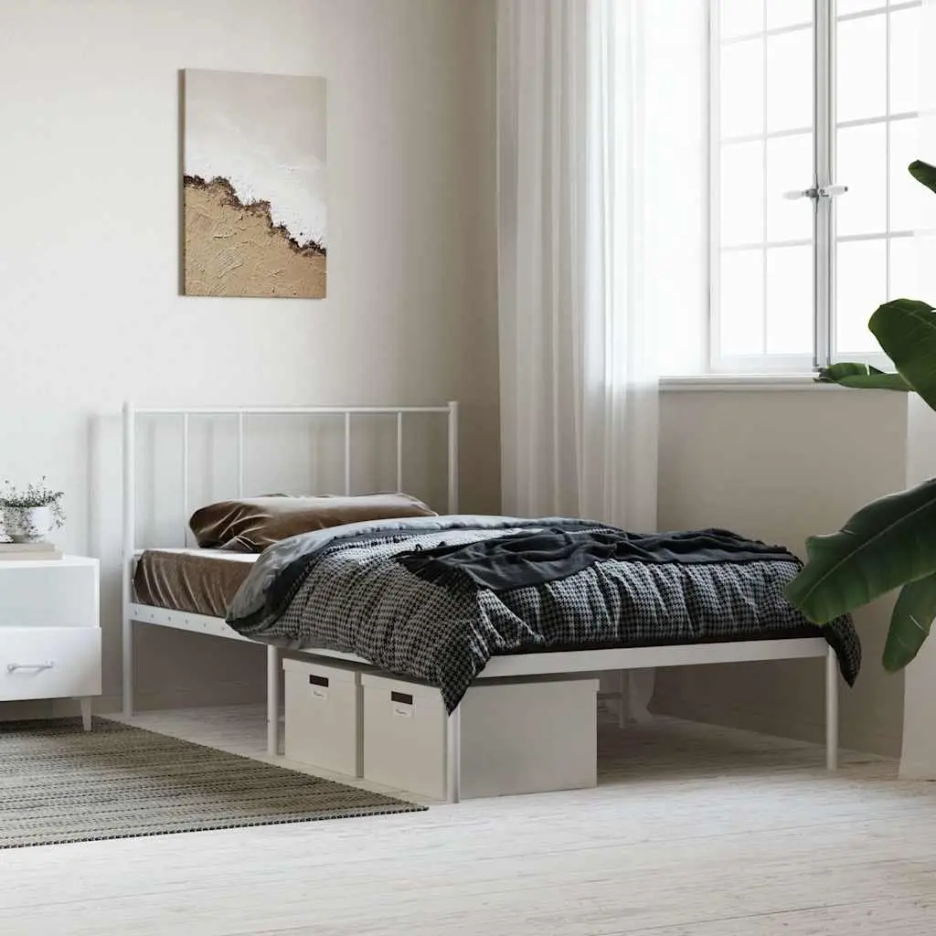 Metal Bed Frame with Supportive Headboard