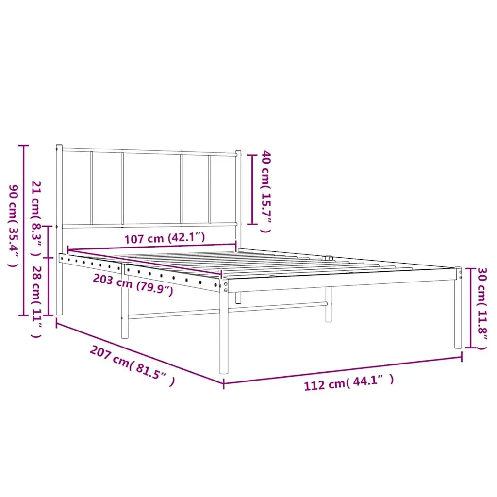 Metal Bed Frame with Supportive Headboard