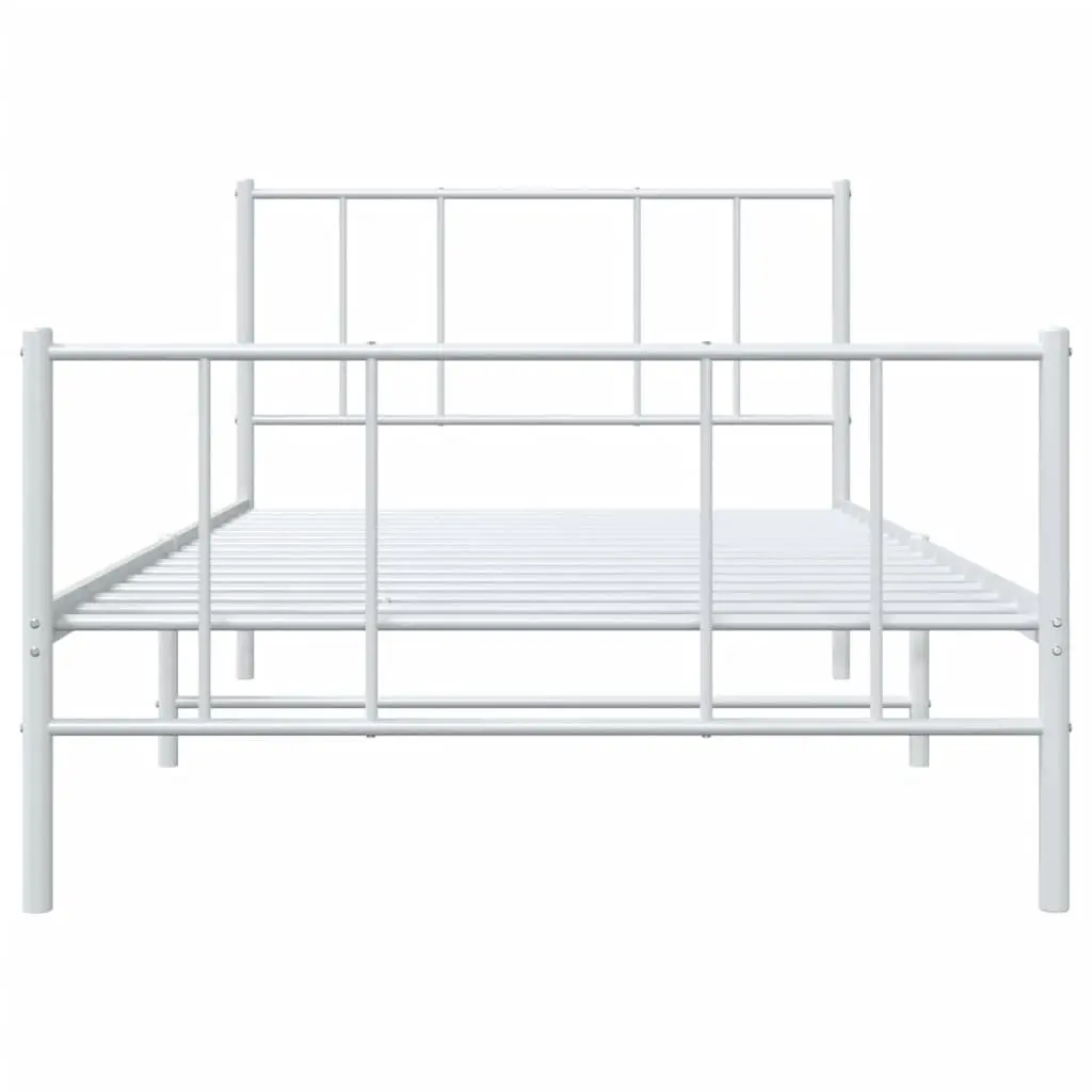Metal Bed Frame King Single 107x203 cm Slatted Base Footboard White