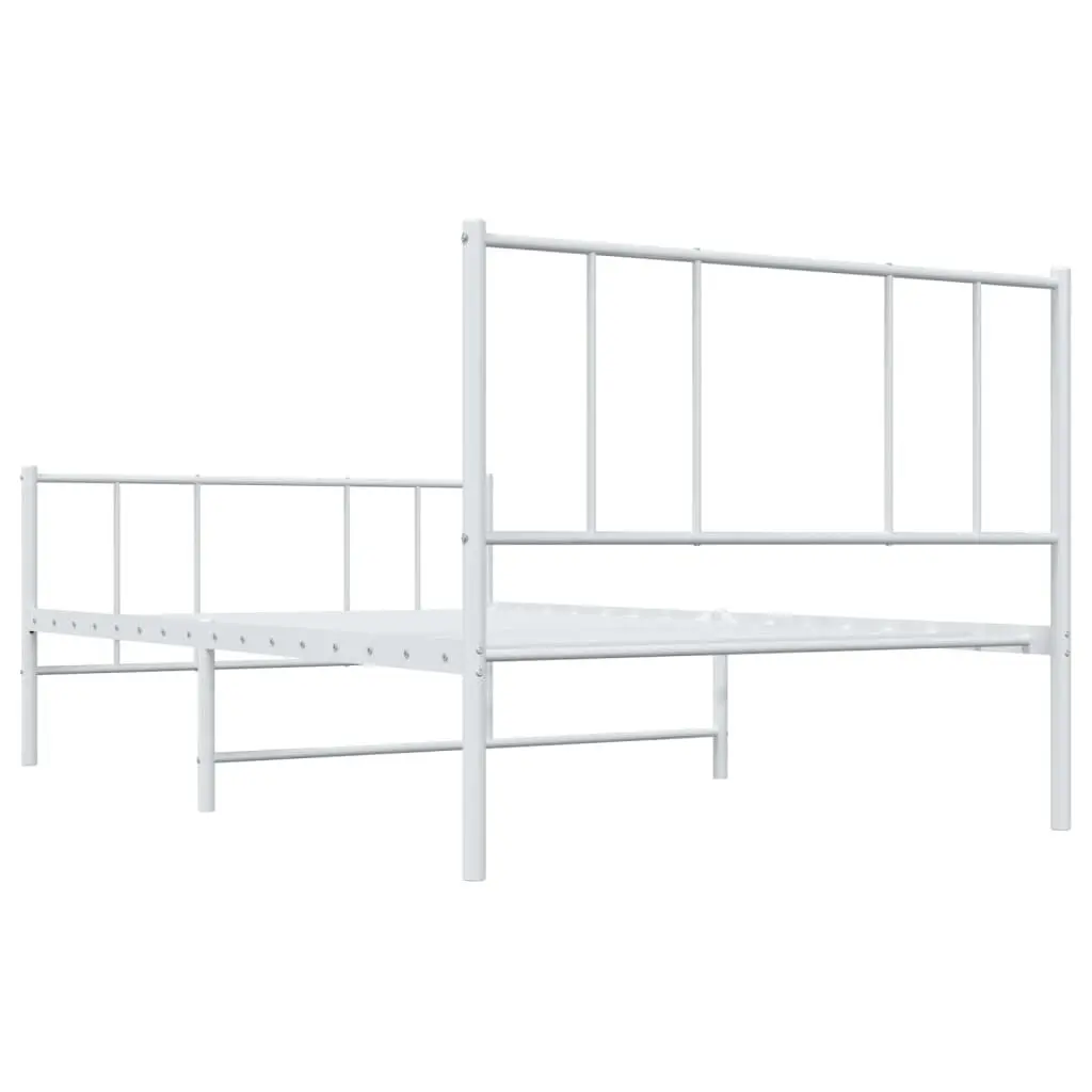 Metal Bed Frame King Single 107x203 cm Slatted Base Footboard White