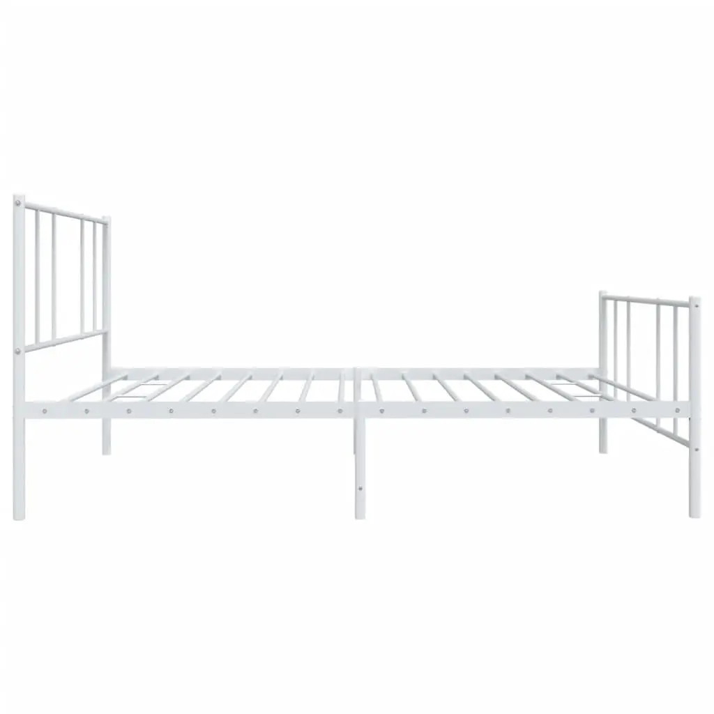 Metal Bed Frame King Single 107x203 cm Slatted Base Footboard White