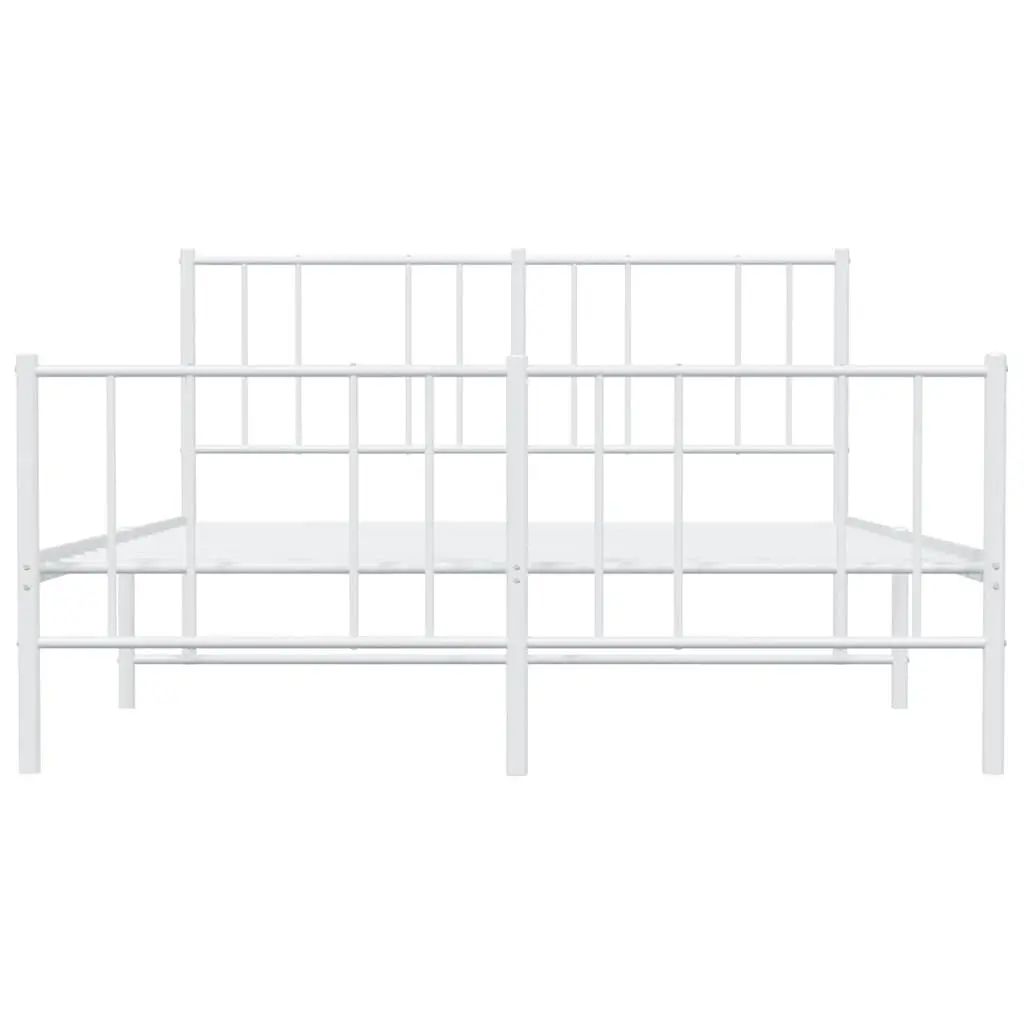 Metal Bed Frame White Slatted Base 135x190cm Bedroom Furniture