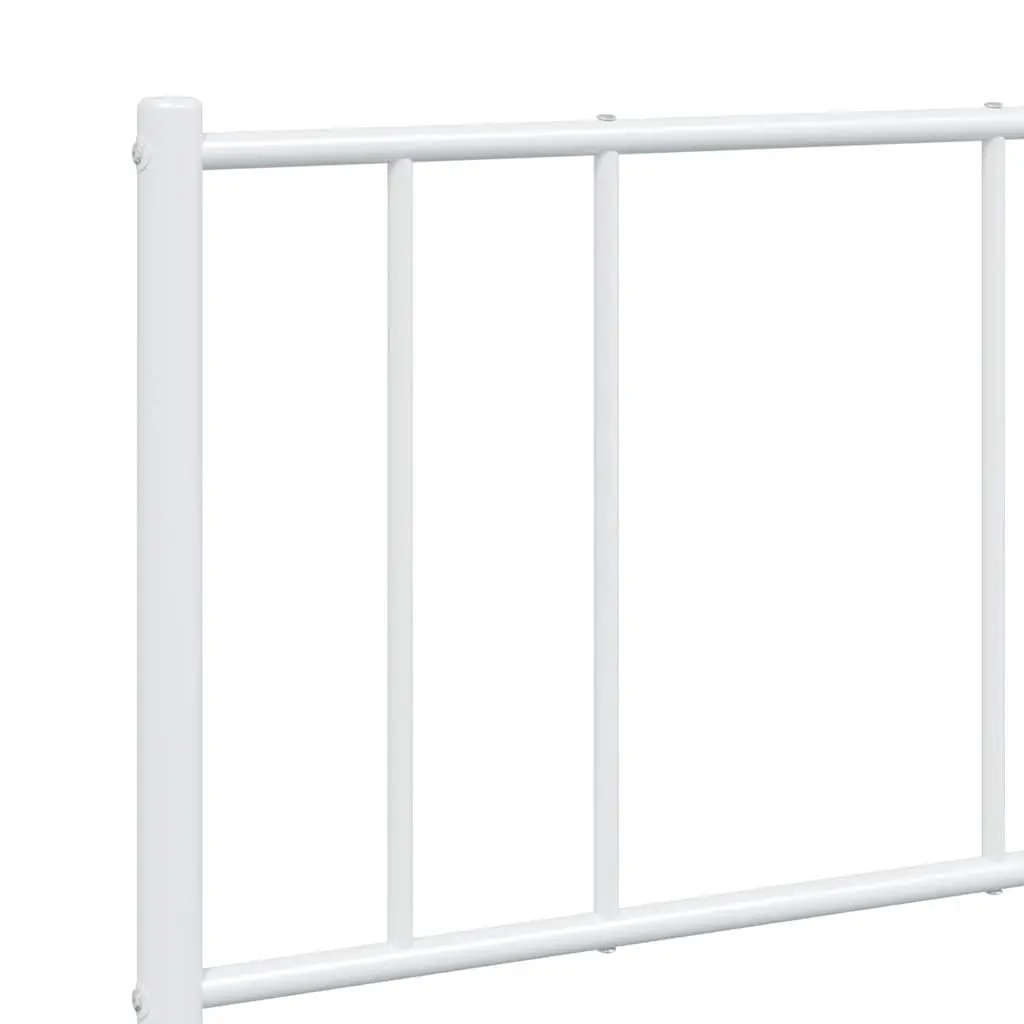 Metal Bed Frame White Slatted Base 135x190cm Bedroom Furniture