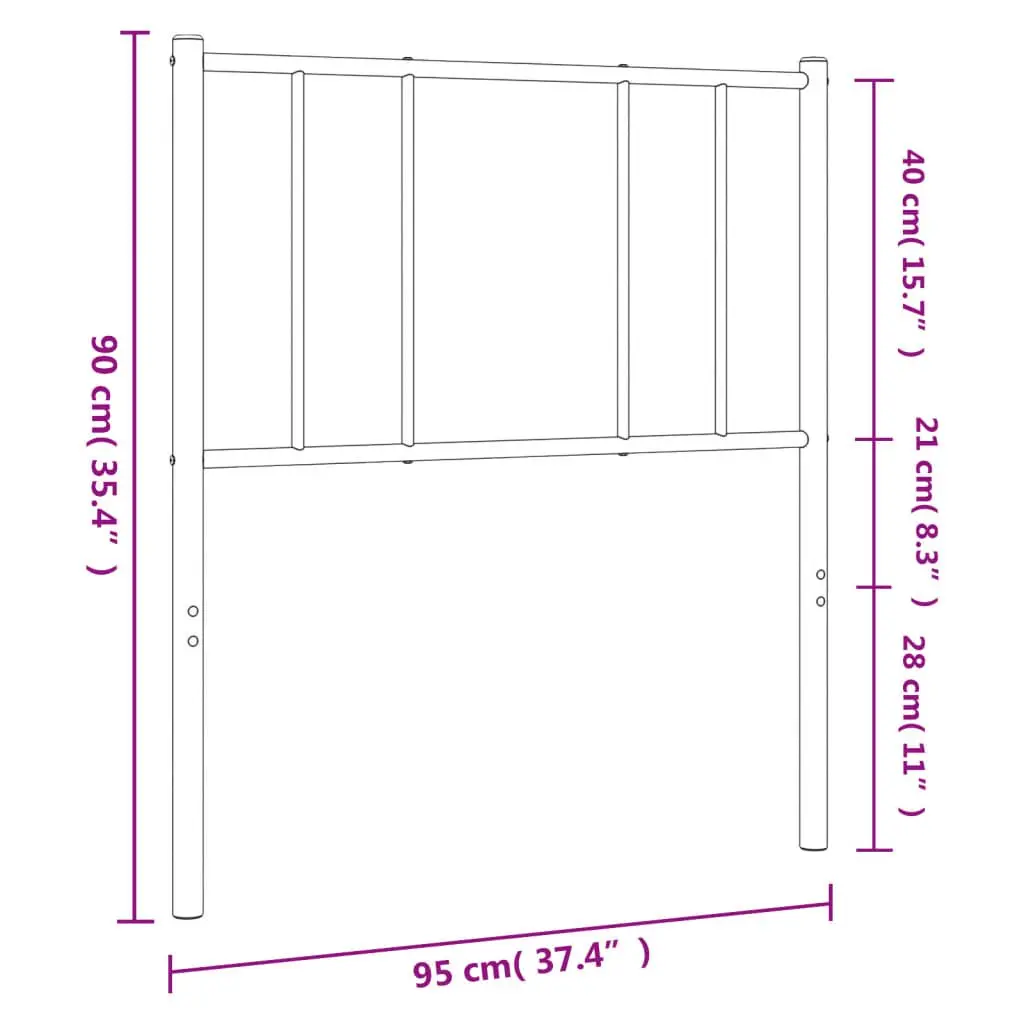 Metal Headboard Back Support 90cm White Powder Coated Steel Frame