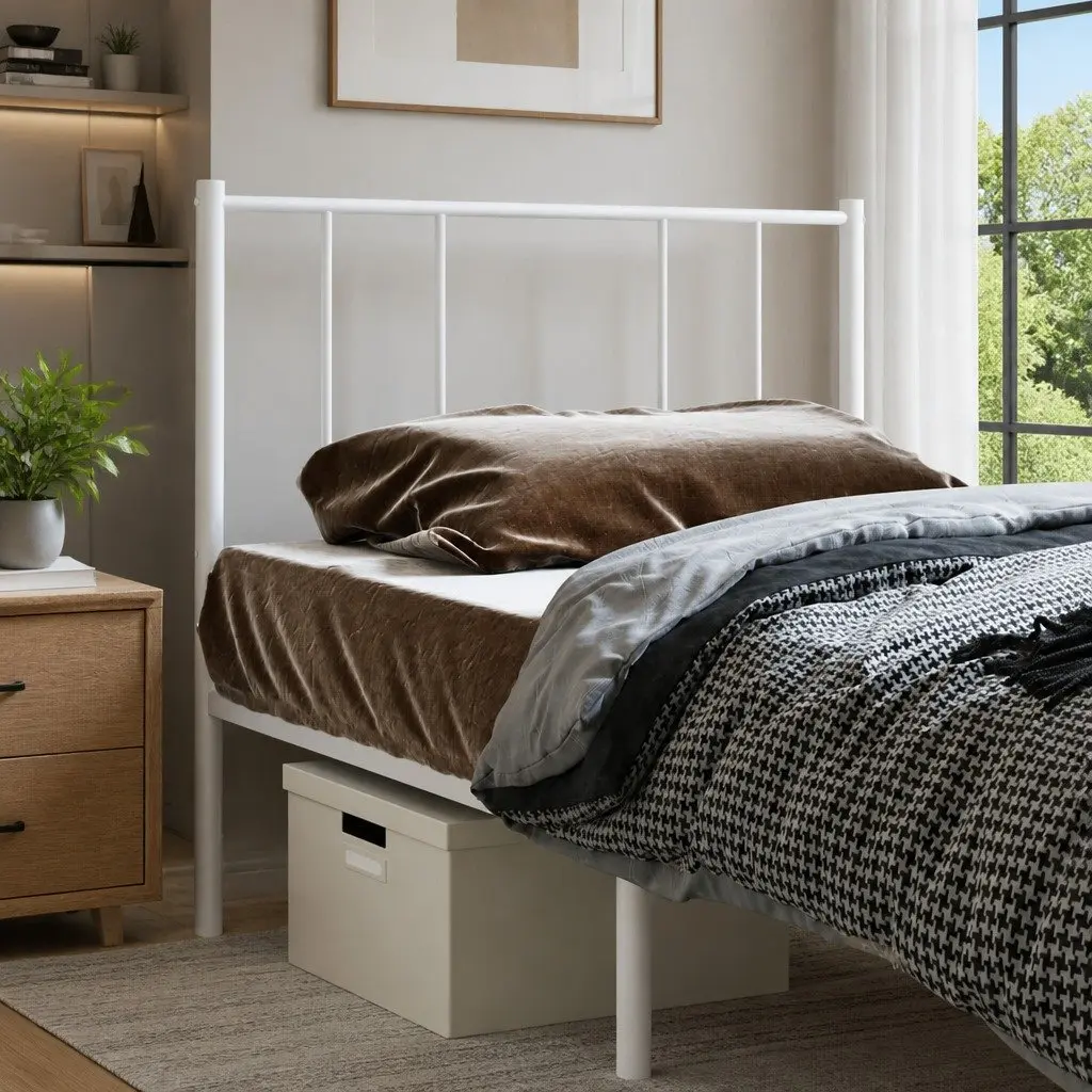 Metal Headboard White 107cm Bed Header Powder Coated Steel Frame