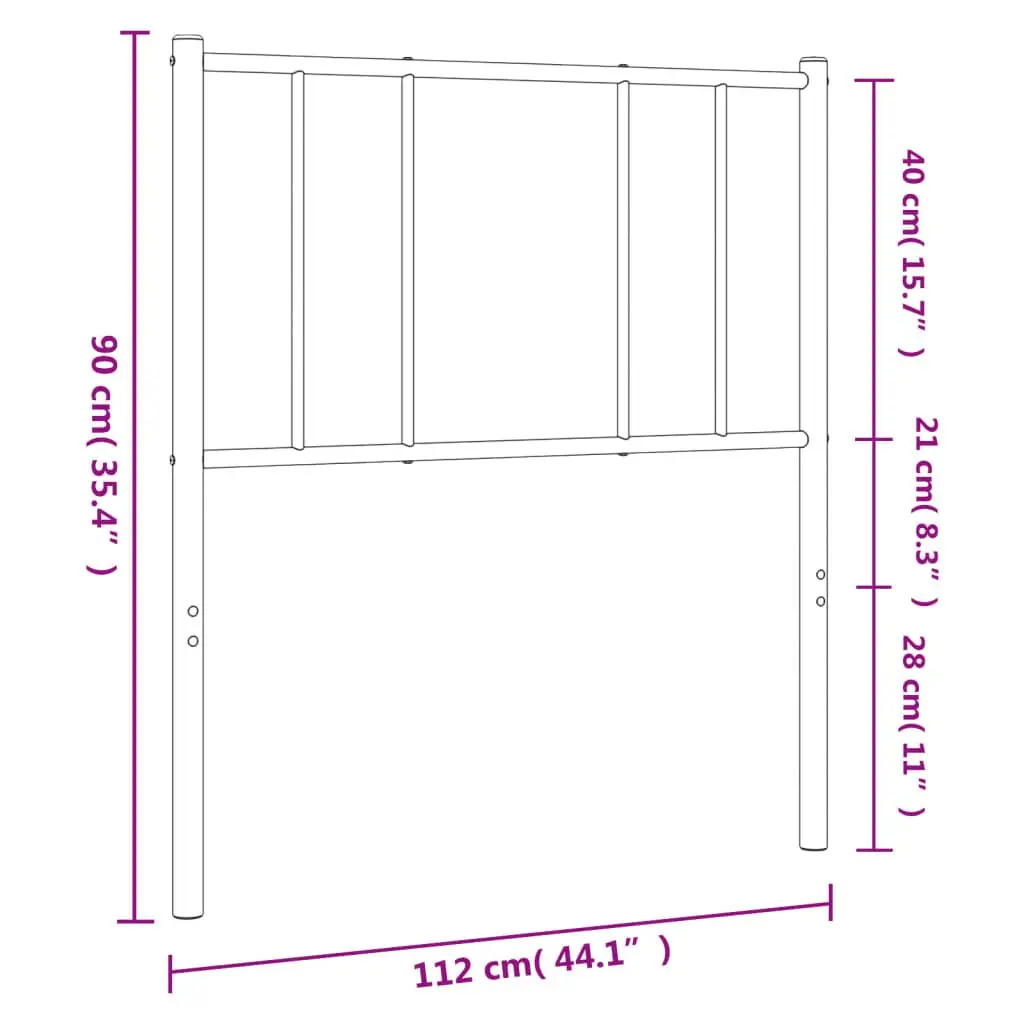 Metal Headboard White 107cm Bed Header Powder Coated Steel Frame