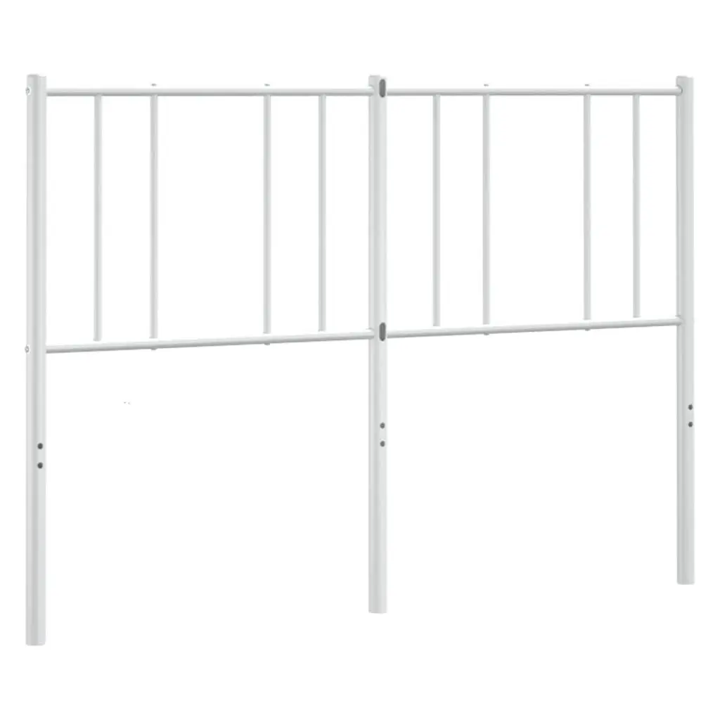 Metal Headboard White 135cm Bedroom Bed Frame Sturdy Support