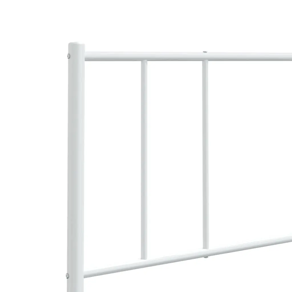 Metal Headboard White 135cm Bedroom Bed Frame Sturdy Support