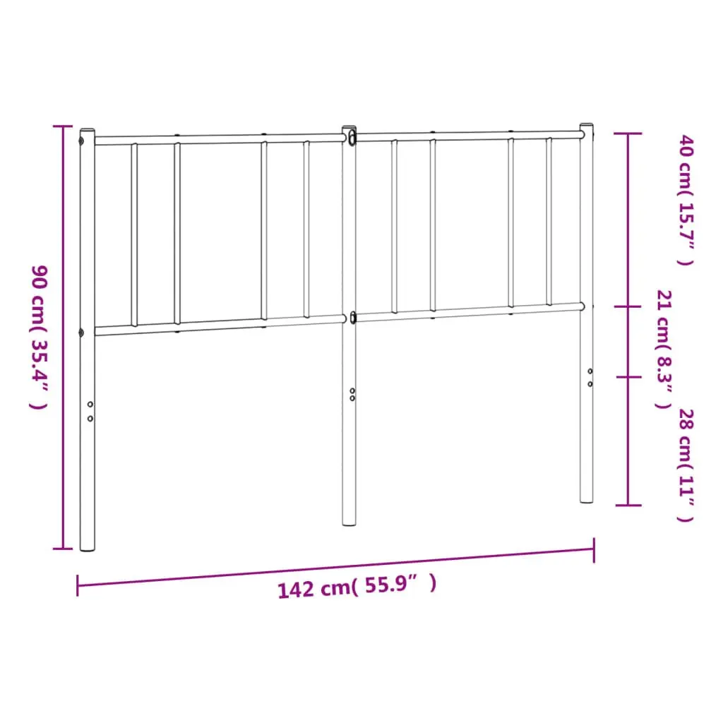 Metal Headboard White 135cm Bedroom Bed Frame Sturdy Support
